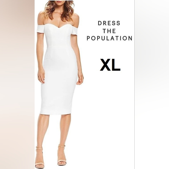Dress The Population Bailey Off The Shoulder Sweetheart Bodycon Dress - Picture 1 of 9